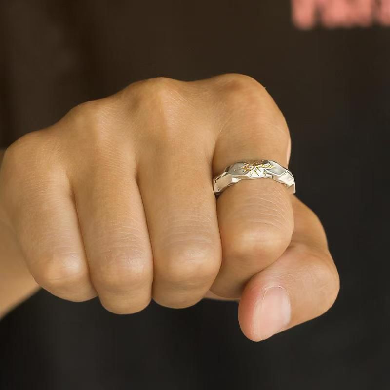 Collana hip hop con catena in acciaio inossidabile abbinata al colore del meteorite personalizzato con ciondolo in pietra dei desideri con runa solare personalizzata_voghion.com