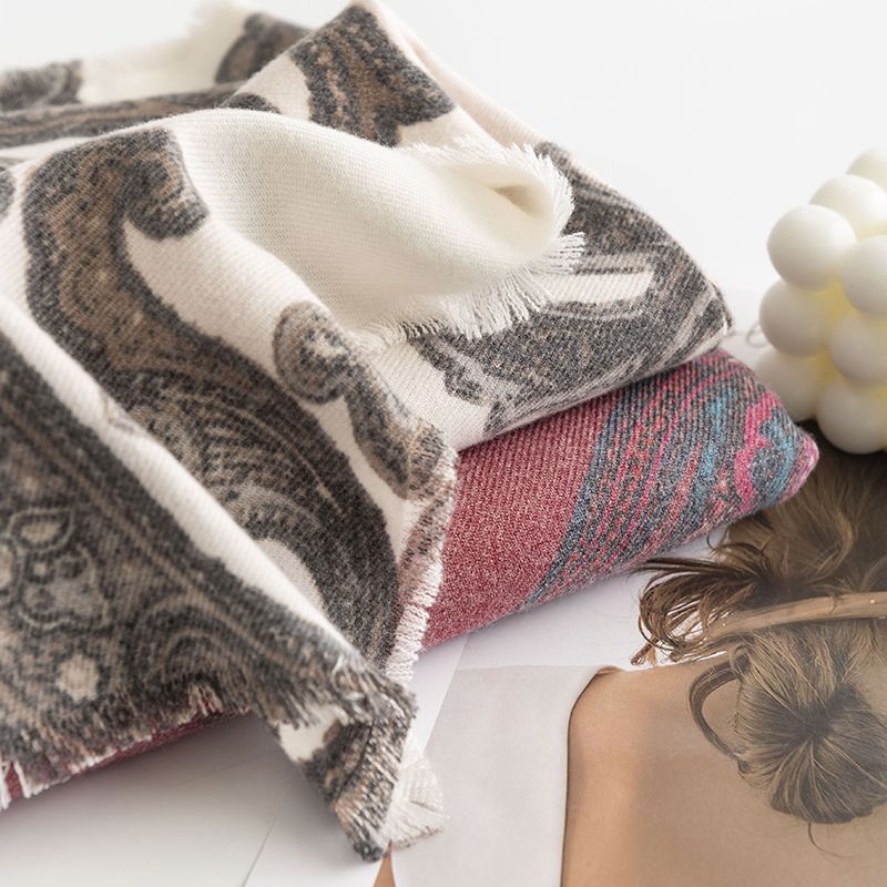Scarf Autumn and Winter Cashew Nut Printing Female Imitation Cashmere Shawl Thickened Warm and Cold-proof Scarf_voghion.com