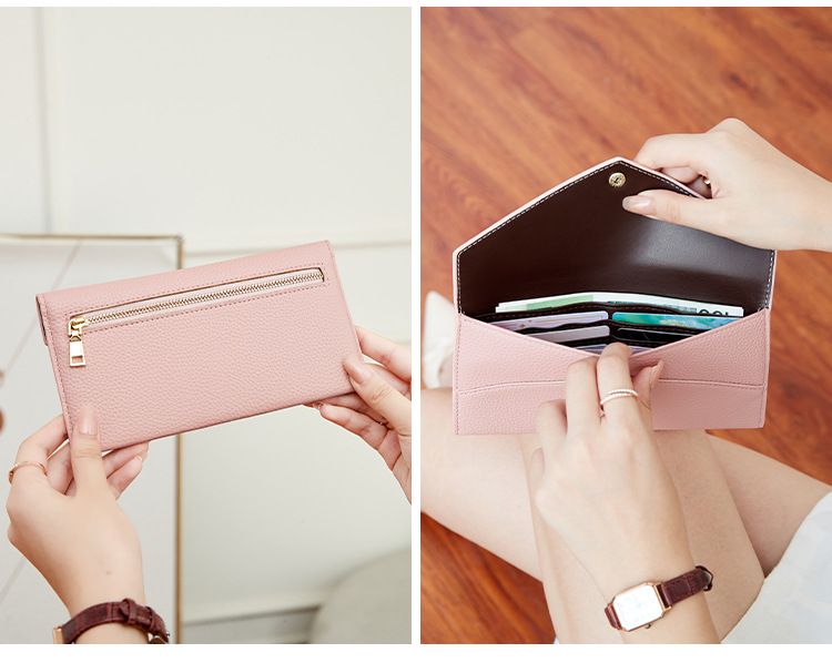 Damen- und Herren-Geldbörse, RFID-Schutz, Diebstahlschutz, Damen-Geldbörse, weiches Lychee-Leder, lange Umschlagtasche, ultradünne und einfache Clutch_voghion.com