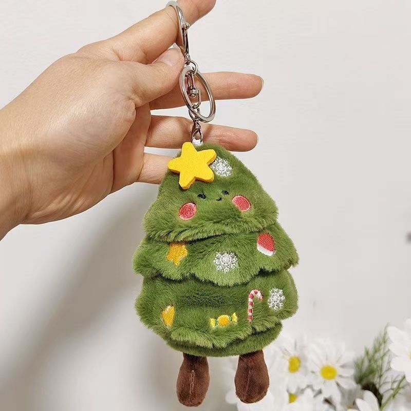 Christmas Tree & Snowman Plush Ornament - Festive Holiday Decor For Bags Home & Gifts (8cm Ultra-Soft Short Plush PP Cotton Filling)_voghion.com