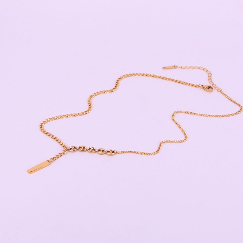 X7-206 Lucky Draw Necklace For Women, Niche Design Sense, Elegant And Luxurious, Small Gold Bar Titanium Steel_voghion.com