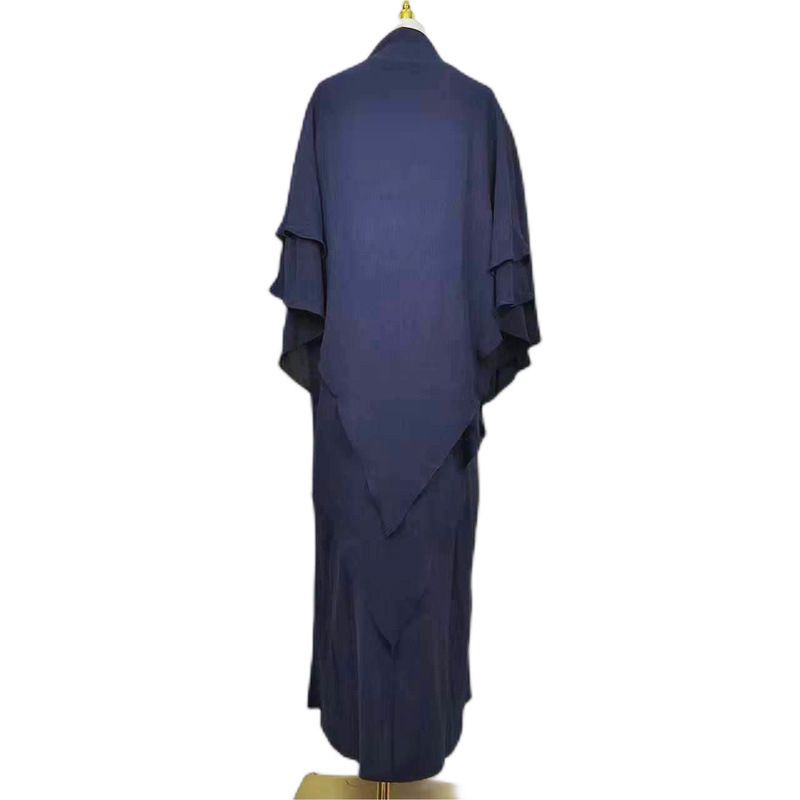 Abito lungo da donna Dubai medio, tinta unita, con foulard, due pezzi_voghion.com
