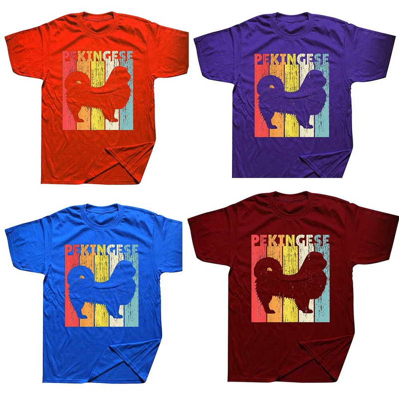 Fuy Pekigese Vitage Hund Retro T Shirts Grafik Cotto Streetwear Kurzarm Geburtstag Geschenke Sommer Stil T-shirt_voghion.com
