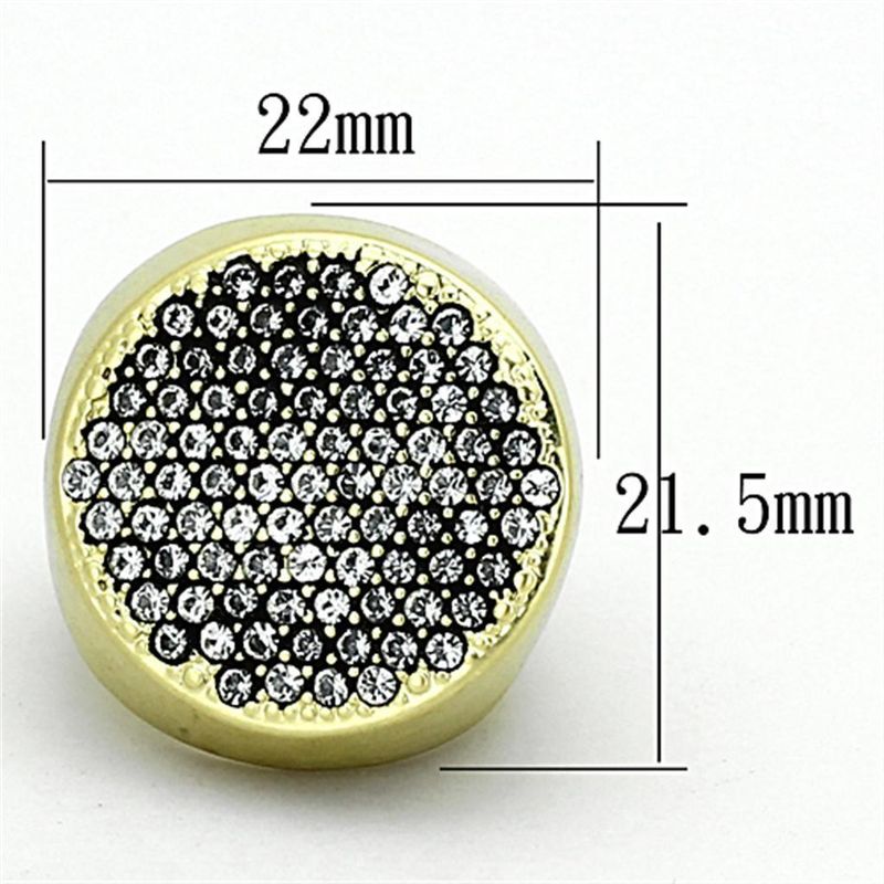 LOA889 - Matte Gold Brass Ring with Top Grade Crystal in Clear_voghion.com