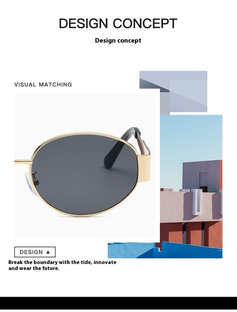 Retro New Small Frame Fashion Sunglasses Hong Kong Style Wear and Match Travel Sunglasses Full Frame Casual Elliptical Frame Glasses_voghion.com