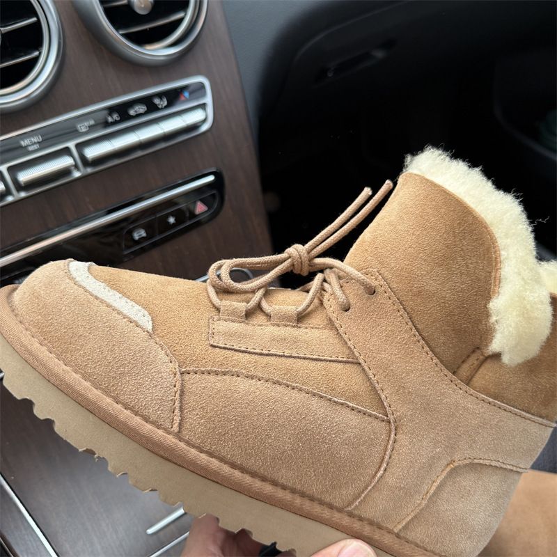 Winterstiefel mit Schnürung für Damen, 2025, neue warme Schuhe aus Schaffellwolle mit Fleecefutter und rutschfester Sohle_voghion.com