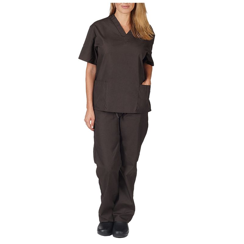 Vêtements pour femmes nouvelle couleur unie poche col en V uniforme de travail infirmier uniforme d'infirmière uniforme d'infirmière costume deux pièces femme_voghion.com