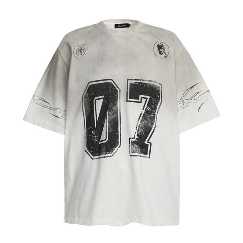 T-shirt à manches courtes pour homme, imprimé numéro 07, style décontracté, tendance, en pur coton, col rond, été_voghion.com