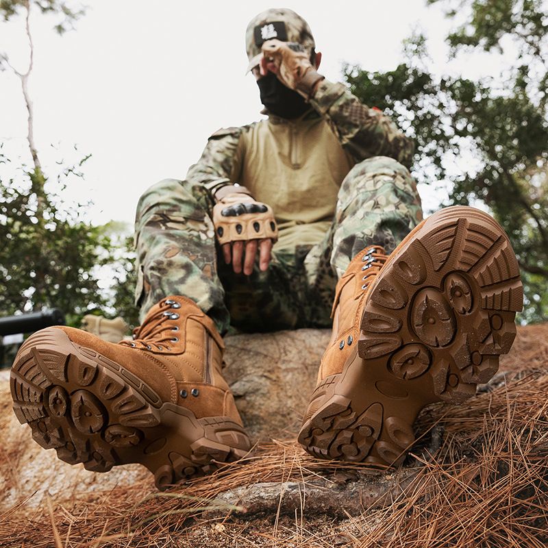Bottes tactiques montantes pour hommes, bottes de combat militaires pour randonnée en plein air, camping, pêche, bottes du désert légères et durables avec support de cheville_voghion.com