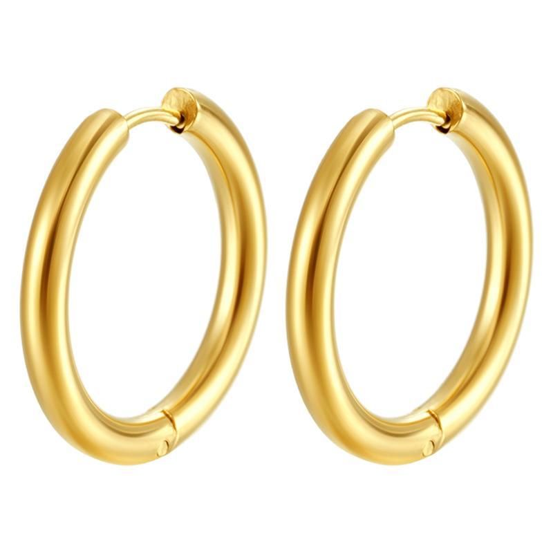 Orecchini semplici alla moda unisex rotondi in acciaio inossidabile con fornitura diretta transfrontaliera all'ingrosso_voghion.com