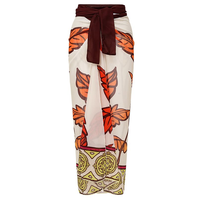 Roupa de banho feminina nova camada de ar babados maple leaf print praia férias maiô de uma peça terno_voghion.com