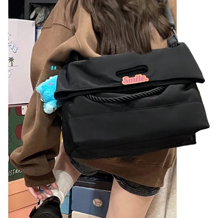 Borsa a tracolla monospalla in nylon stile coreano per il ritorno a scuola 2023, da donna, nuova borsa a tracolla per studenti universitari, grande capacità_voghion.com