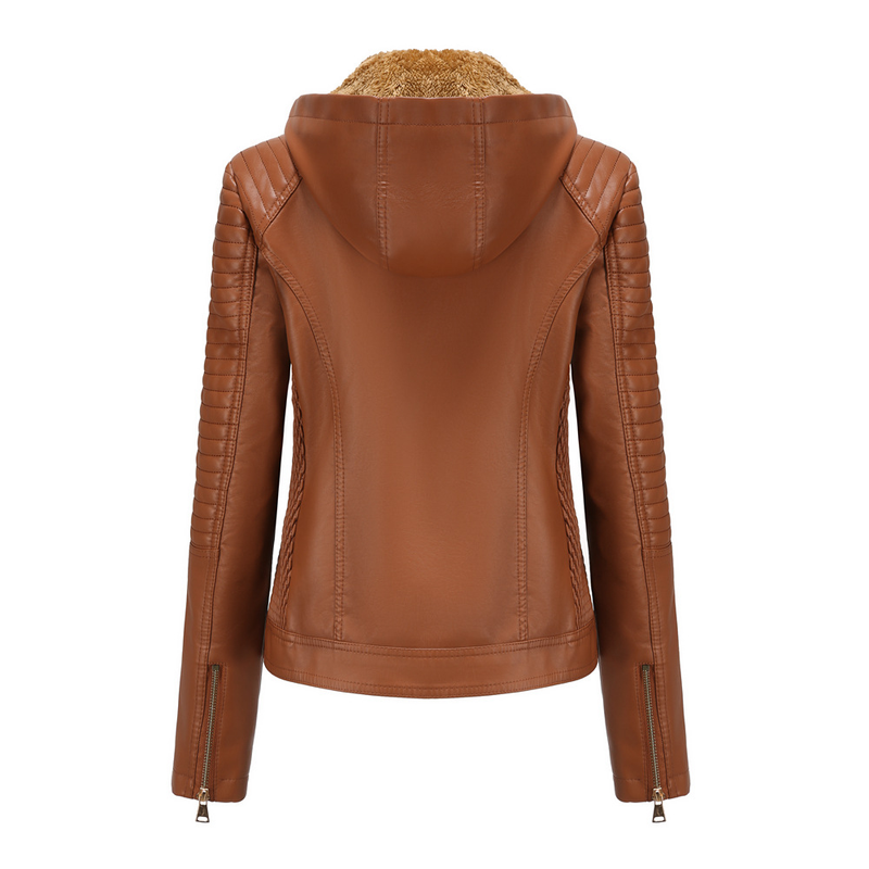 Damenbekleidung, große Größe, Plus-Samt-Lederbekleidung, Damen-Kapuzen-Herbst- und Winter-Kurzmantel, warme Freizeitjacke_voghion.com