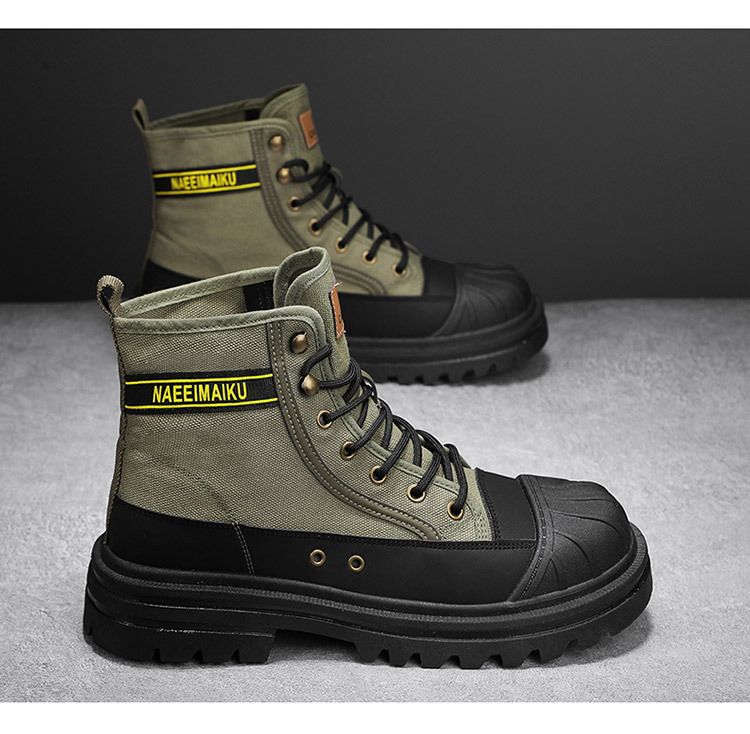 Martin Boots Herren High Top Spring Dickbesohlte Canvas Freizeitstiefel Herren Arbeitskleidung All Match Motorradstiefel_voghion.com