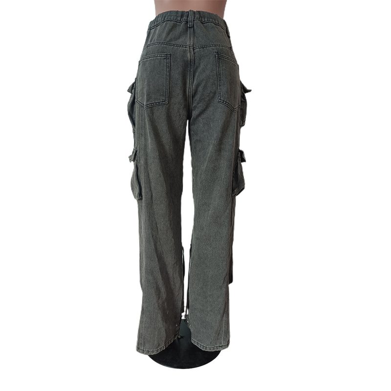 Damenbekleidung Neue dreidimensionale Denimhose mit mehreren Taschen_voghion.com