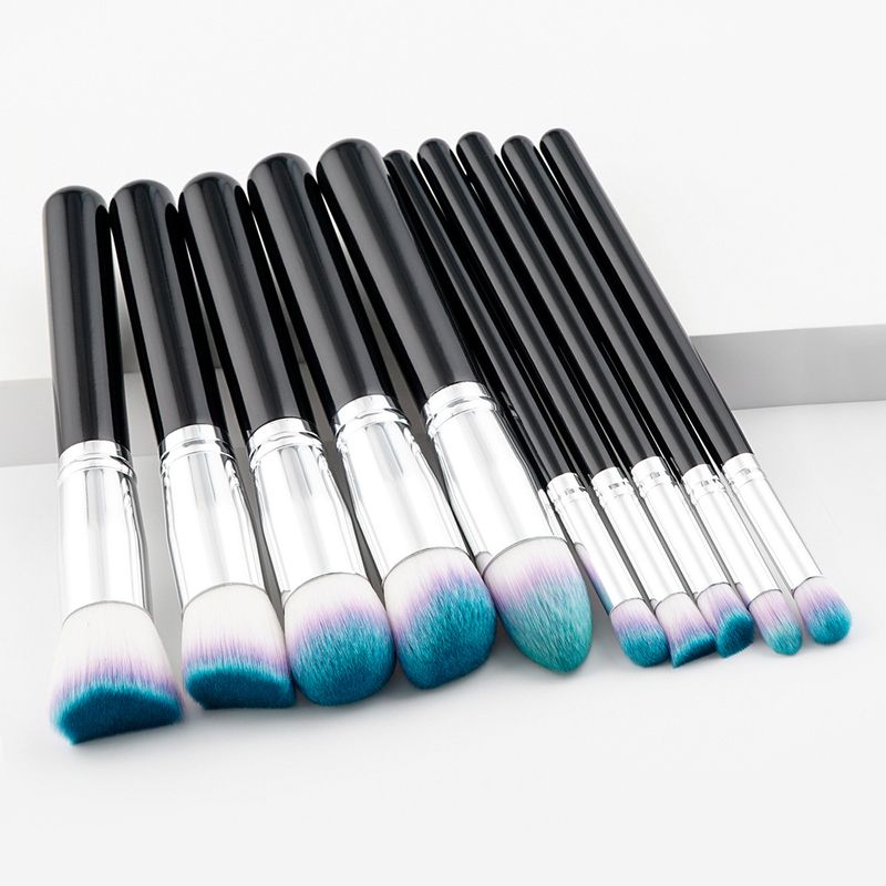 10-teiliges, hochwertiges, großes, professionelles Make-up-Pinselset in Schwarz_voghion.com