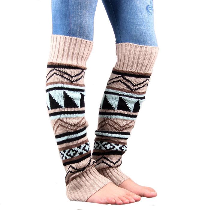 Bottes tricotées mi-longues pour femmes avec des ensembles de jambes de couleur assortie_voghion.com