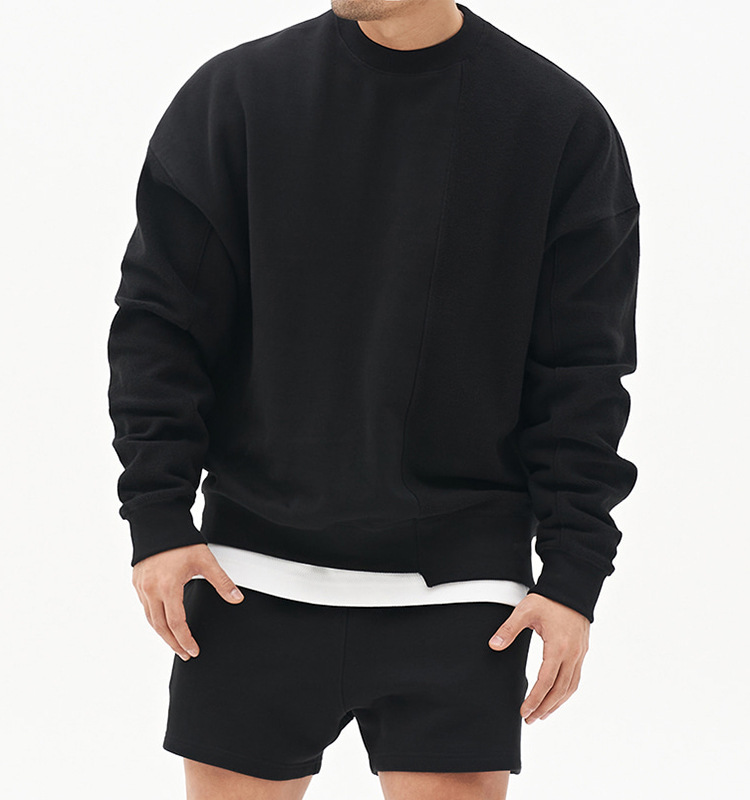Übergroßes Sweatshirt mit überschnittenen Schultern für Herren – Weicher Baumwollpullover für Herbst und Winter – Einfarbige, lässige Alternative zum Kapuzenpullover mit lockerer Passform_voghion.com