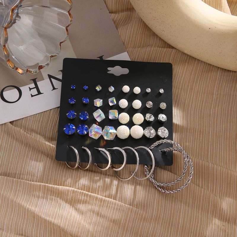20-Piece Set Of Stud Earrings, Set Of Multi-element Crystal Card Earrings._voghion.com