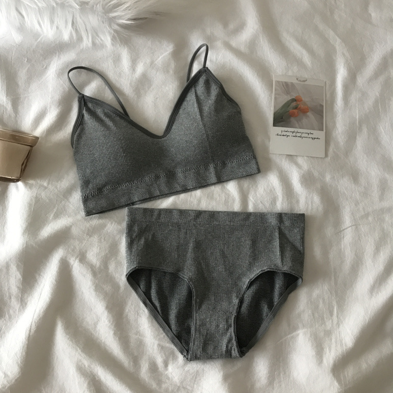 Intimo sportivo da donna in stile coreano push up senza anello in acciaio reggiseno sexy top a tubino alto elastico set di mutandine_voghion.com