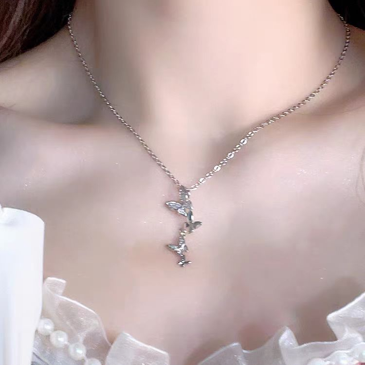 Nuova versatile collana vegetariana alla moda con farfalla in argento, semplice e personalizzata, 3006_voghion.com