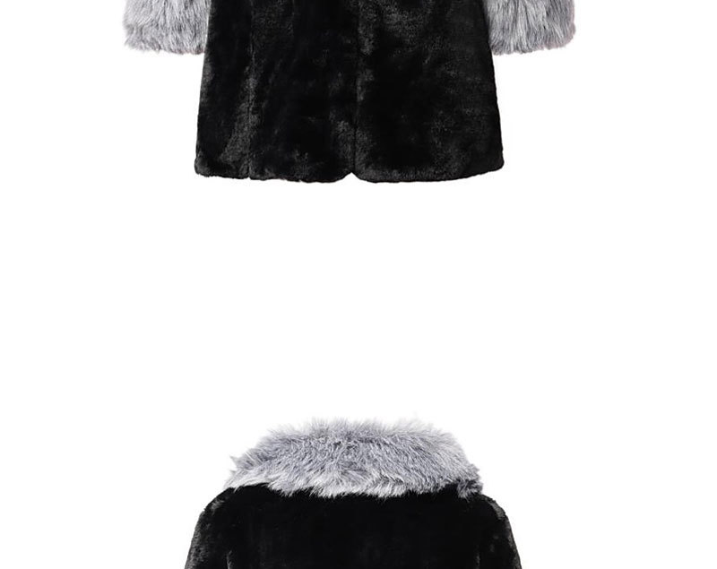 Damenmode-Kaninchenfellmantel, weiß, doppelseitiger Rundhals-Langarm-Pelzmantel_voghion.com