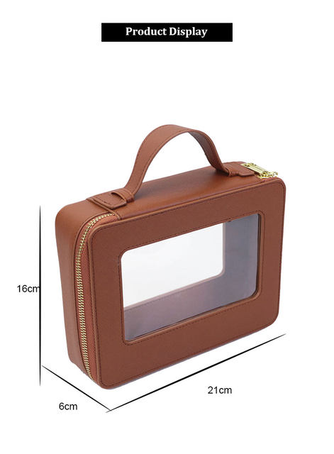 Set de geantă cosmetică personalizată din piele naturală, colorată, clasică, Saffiano, portabilă, pentru călătorii, geantă cosmetică transparentă din PVC, geantă de spălat TPU_voghion.com