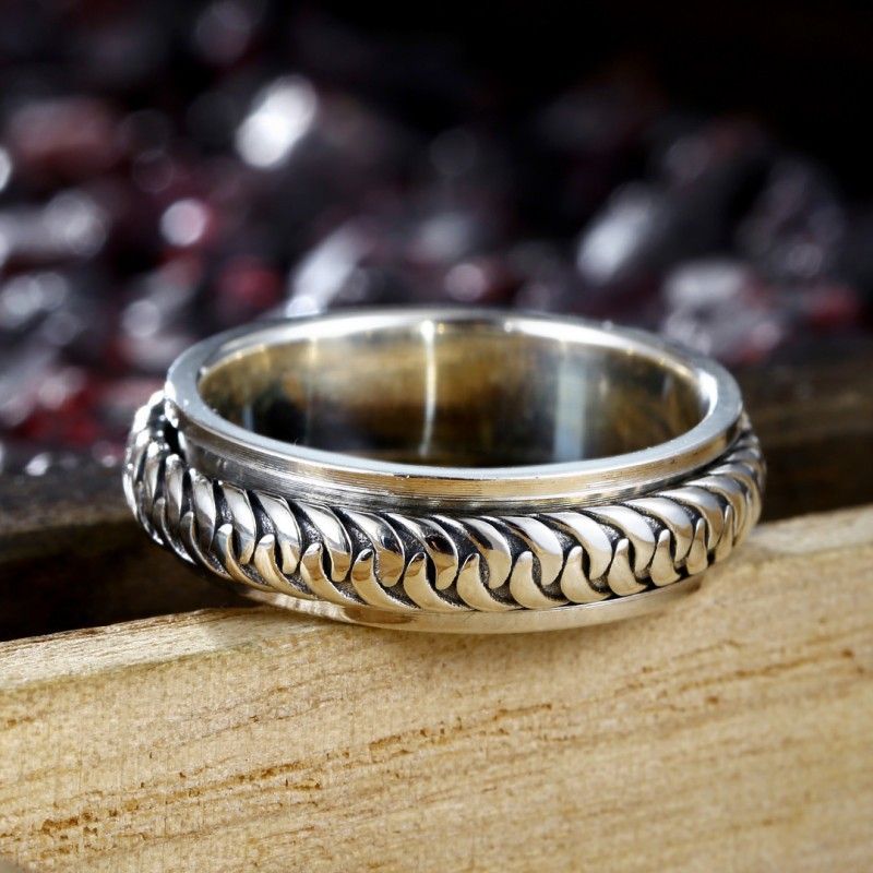 Aishang 2024 New Cuban Chain Cool For Men Trendy Brand High-end Hip-hop Plain Band Index Finger Ring_voghion.com