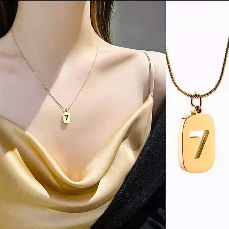 Niche Design New Lucky Number 7 Titanium Steel Necklace Instagram Cool Wind Collar Chain Women's Pendant Net Red Tide_voghion.com