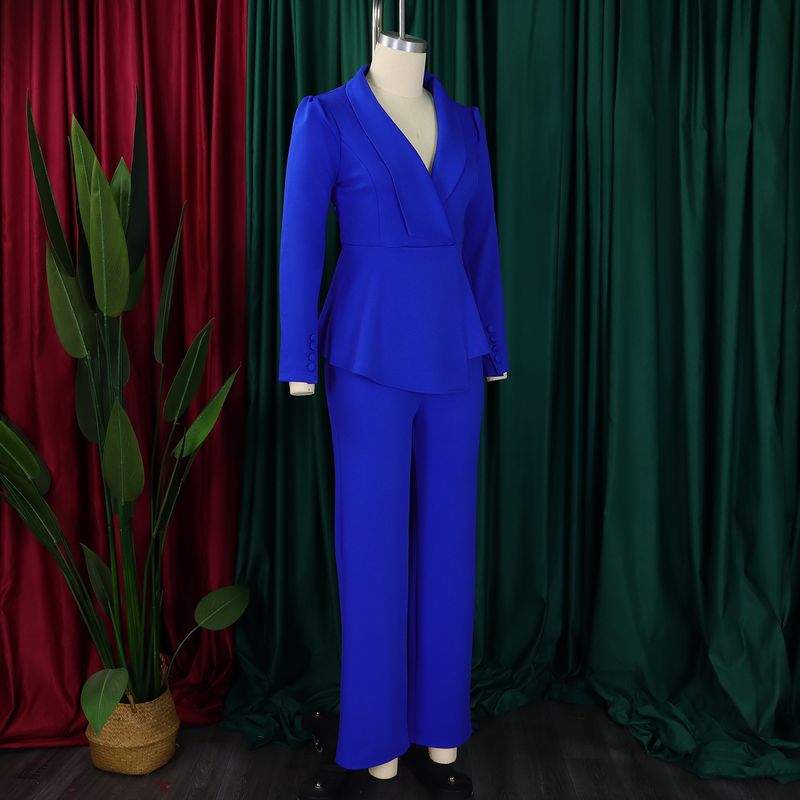 Vêtements pour femmes, nouvelle mode féminine, tempérament élégant, haut à volants à manches longues, pantalon large_voghion.com