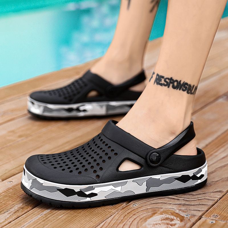 Hausschuhe für Männer im Sommer, tragen atmungsaktive Sandalen auf einem Stirnband, Outdoor-Sandalen, Anti-Rutsch-Strandlöcher, zwei_voghion.com