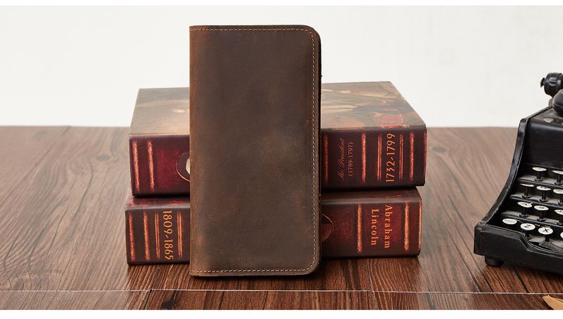 Men's Wallet Genuine Leather Wallet Men's Long Ultra Thin Top Layer Cowhide Belt Zipper Wallet Change Retro Multi Card Men's_voghion.com