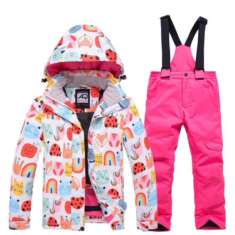 Conjunto de snowboard para niñas, traje de esquí para exteriores, grueso y cálido para bebés._voghion.com