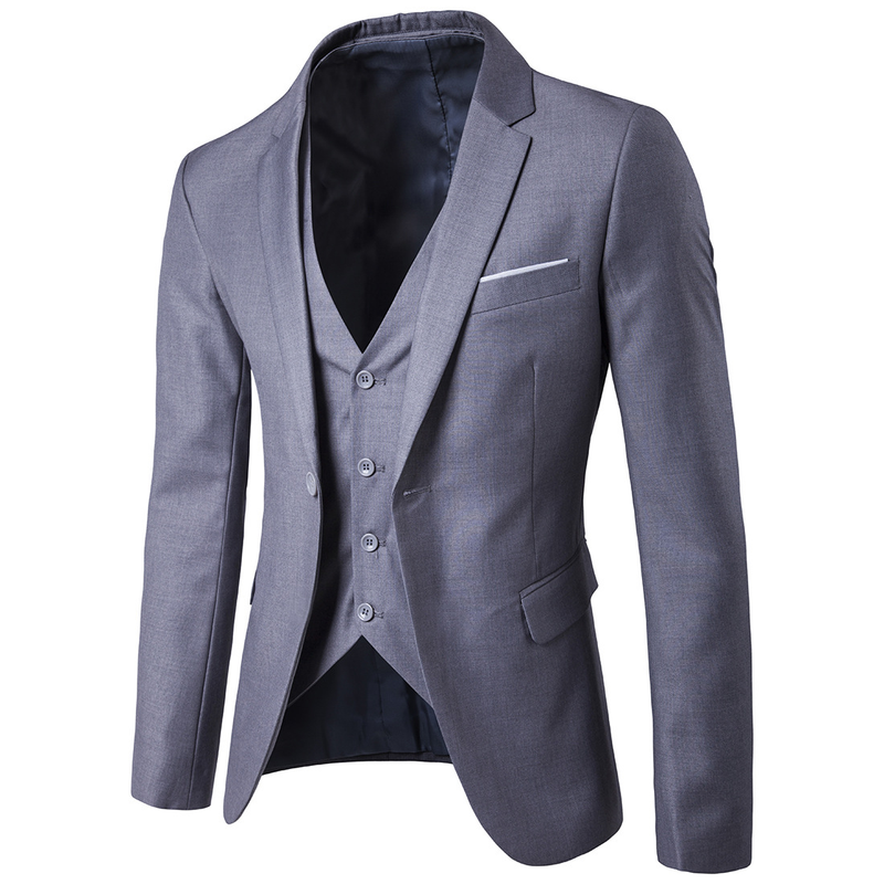 Business casual suit three-piece groomsman wedding one-button suit S-6XL_voghion.com