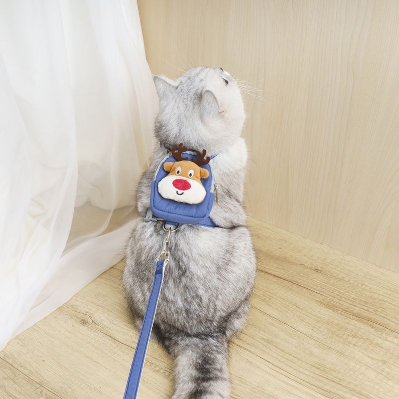 New Christmas Reindeer Leash Pet Small And Medium Backpack Cat Harness Dog Treat Bag_voghion.com