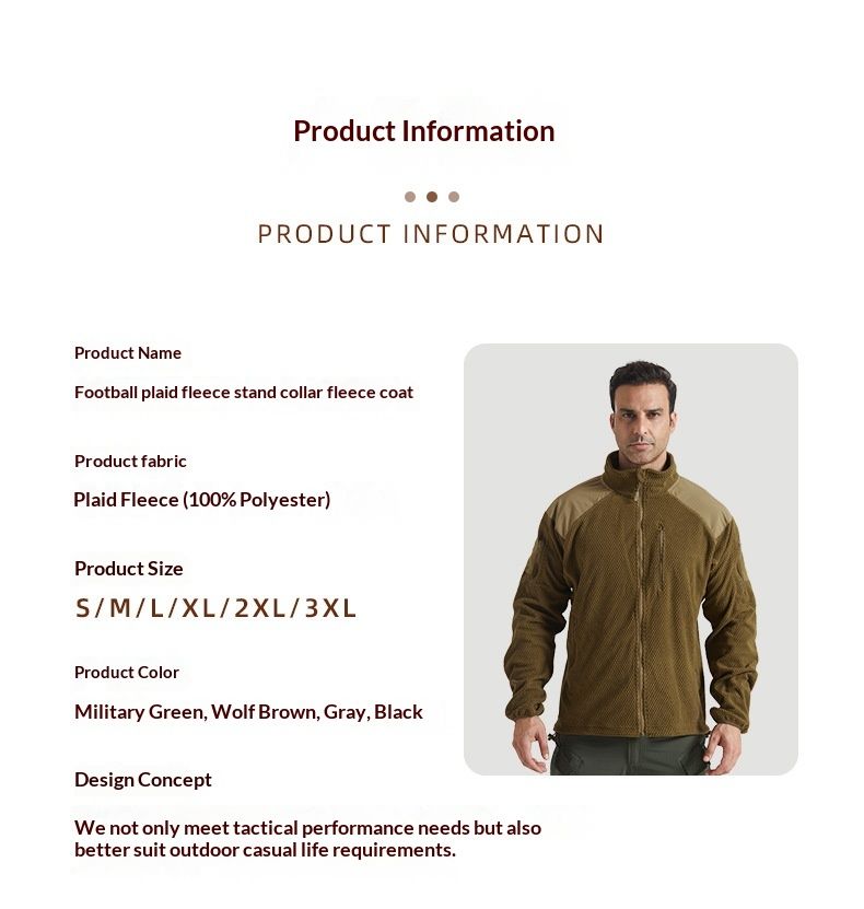 Cove Football Grid Outdoor-Sportjacke mit Stehkragen, Fleece-Taktikjacke, warm, Herren-Softshelljacke, Innenfutter, Campingausrüstung_voghion.com
