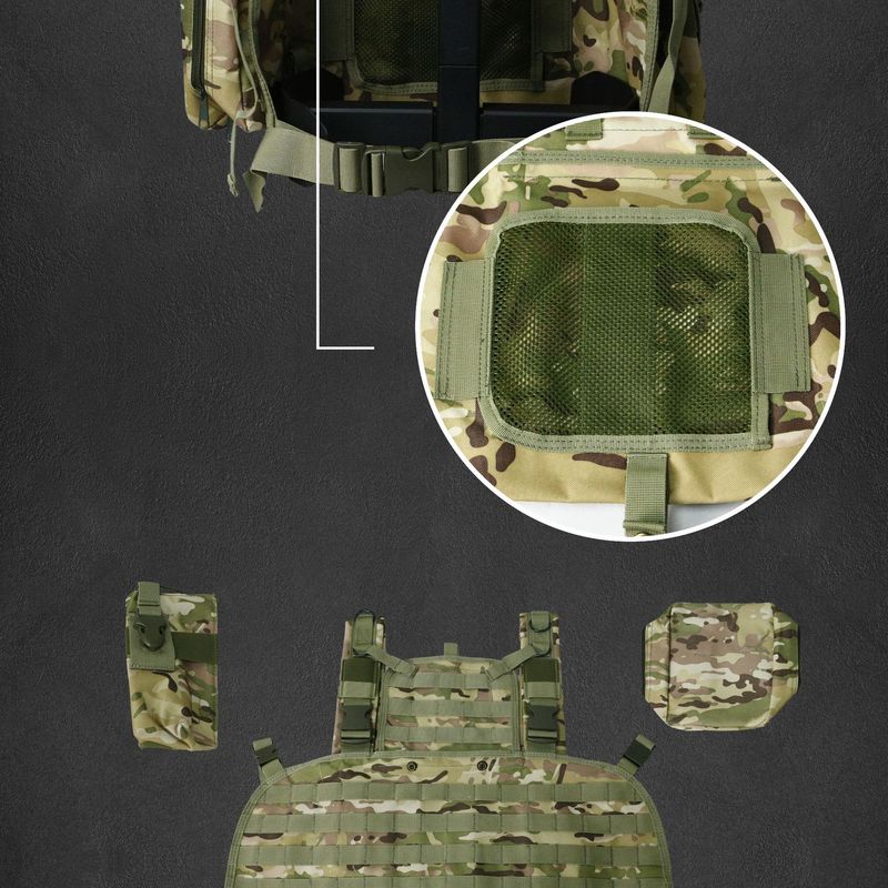 Taktische Chest Rig Weste – Leichte Molle-kompatible D3 Weste in MC Camo für Outdoor- und Schießsport (Unisex, Einheitsgröße)_voghion.com