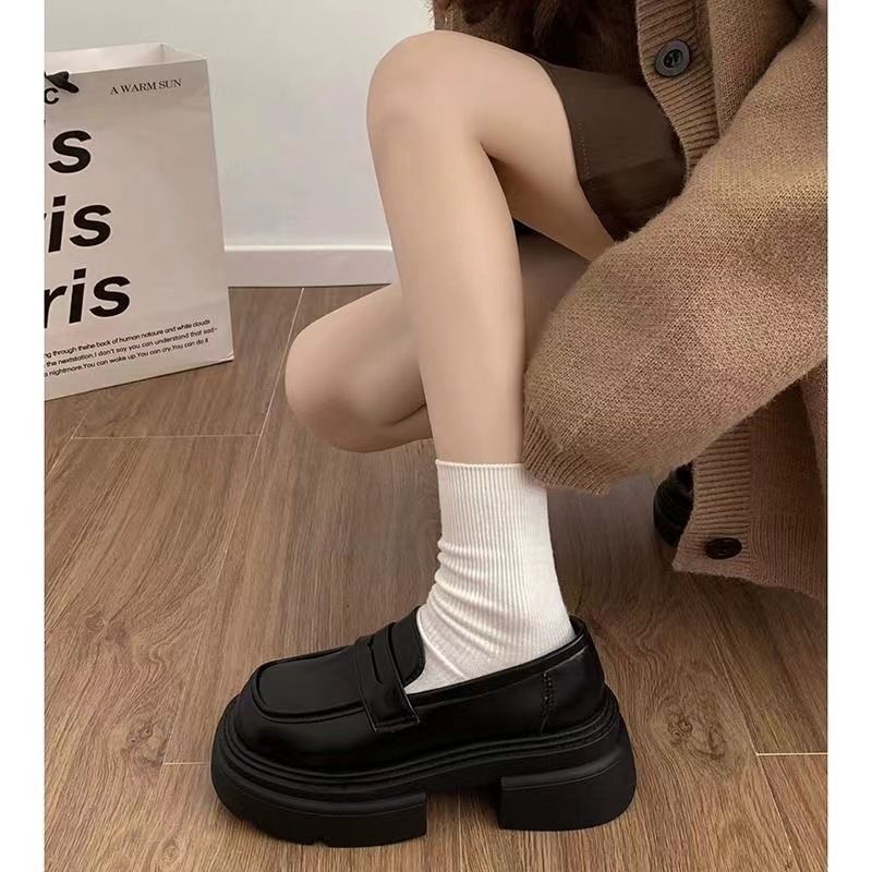 Neue britische Slipper im Frühling und Herbst 2024 mit dicker Sohle und Blockabsatz für Damen._voghion.com