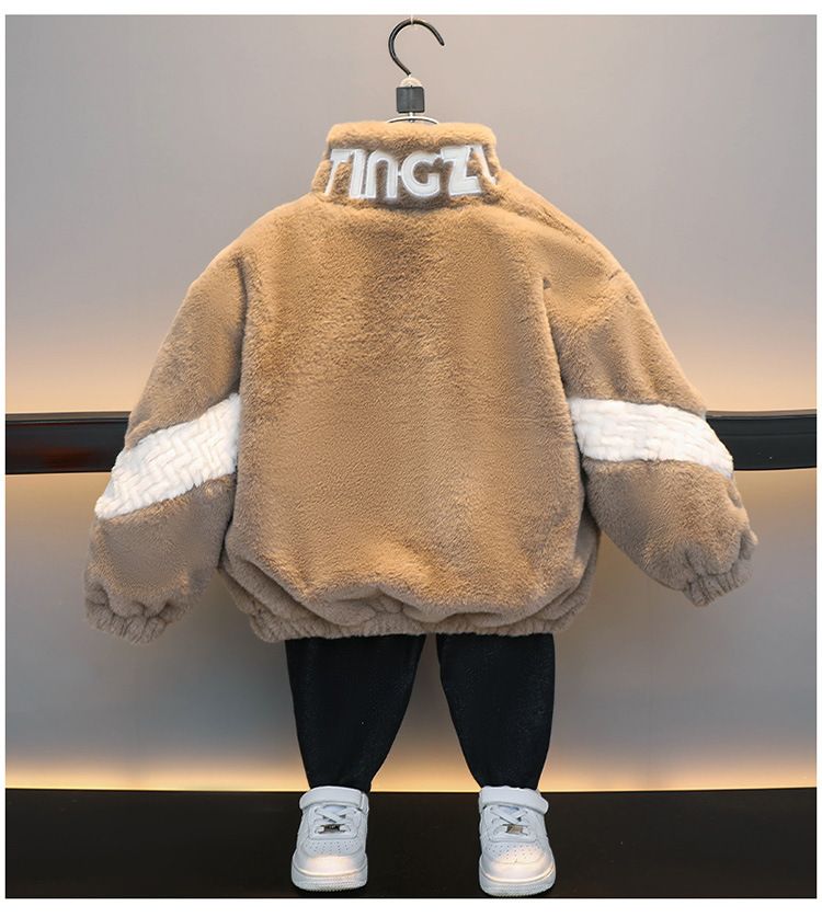 Kid's Clothing Boys' Autumn And Winter Mink Fleece Jacket Children's Plush And Thickened Baby Fur Cotton Coat Mid Length_voghion.com