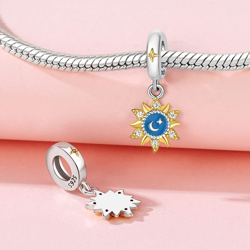 Bijoux pour femmes en argent sterling 925 avec perles, bracelet, collier, accessoires de bracelet, pendentif lumineux en forme d'étoile et de lune_voghion.com