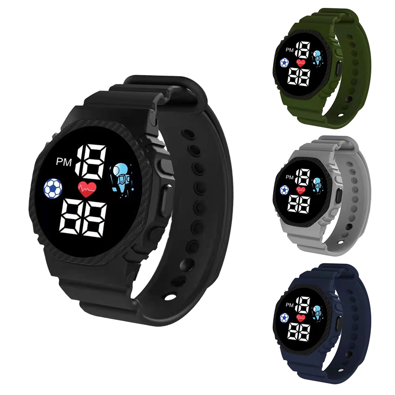 Xinweiqing électronique lumineux vie carré LED Football hommes femmes enfants sport montre numérique pour étudiant_voghion.com