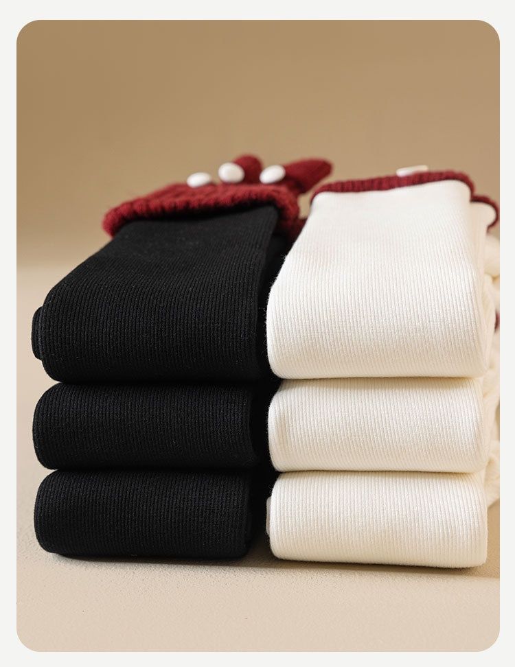 Voyage Fleece-Lined Thickened Leggings Autumn Winter Children's Patchwork Socks Dance Tights Baby Girls' Warm Pants_voghion.com