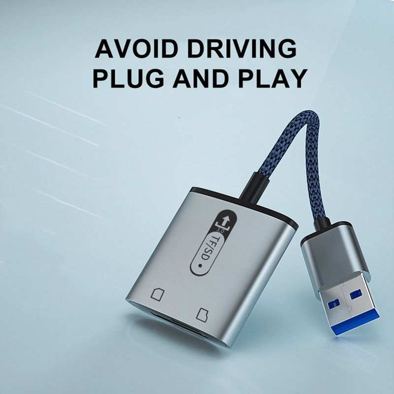 Kunjiuyou TF Plug And Play Dual Slot USB 3.0 High Speed Data Transmission 2 in 1 Camera Memory Card Reader Computer_voghion.com