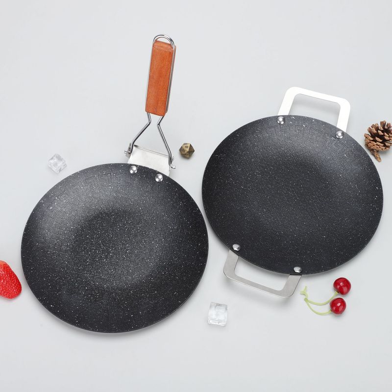 Outdoor Portable Non-Stick Korean Style BBQ Camping Casserole Grill Pan Round Teppanyaki Griddle_voghion.com