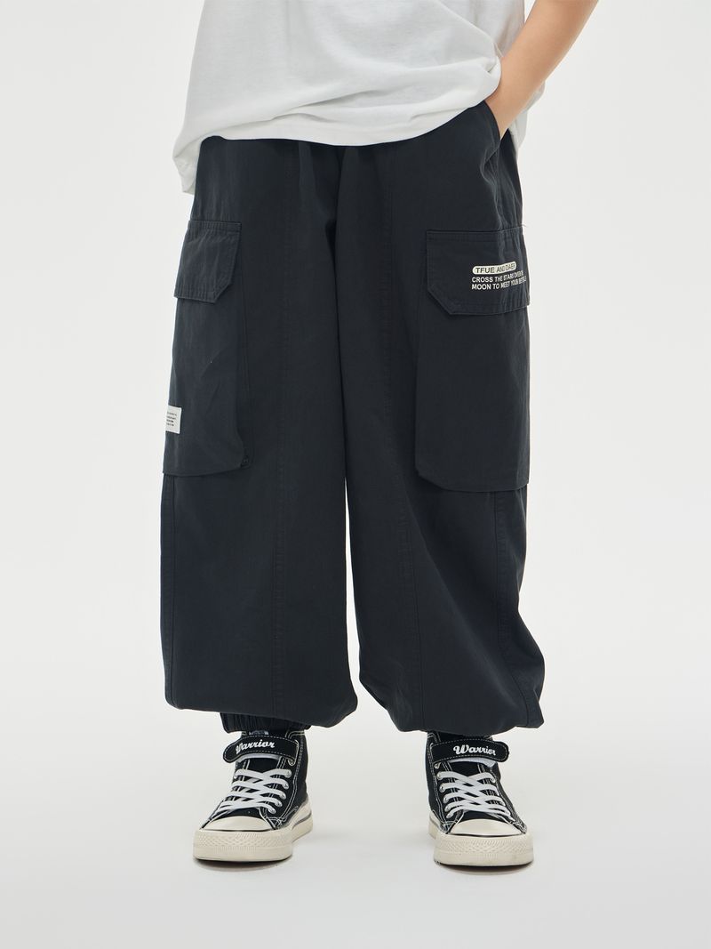 Kinderkleidung Buchstaben bedruckte Freizeithose mittlerer und großer Overall_voghion.com