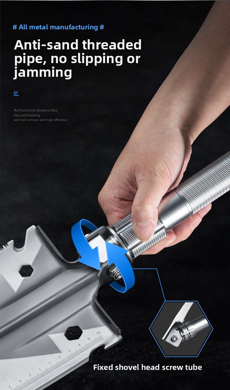 Pala da campeggio portatile per auto, attrezzo da pesca, attrezzo da scavo pieghevole per esterni, in acciaio ad alto tenore di carbonio, militare_voghion.com