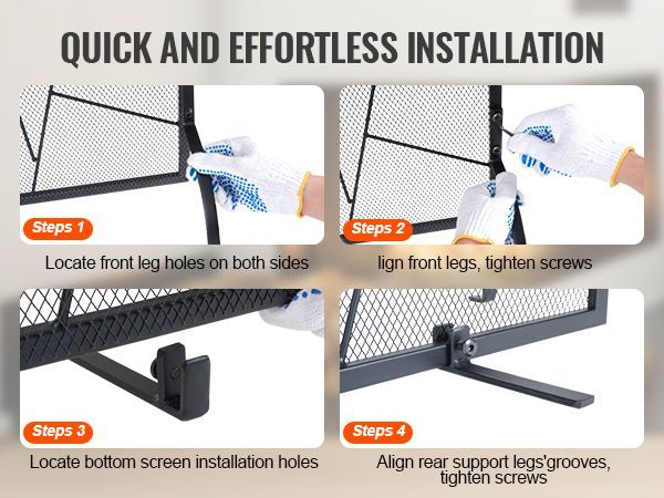 VEVOR Fireplace Screen Single Panel, Sturdy Iron Mesh Fireplace Screen, 35.6"(L) X28.4"(H) Spark Guard Cover, Simple Installation, Free Standing Fire Fence Grate For Living Room Home Decor Modern_voghion.com