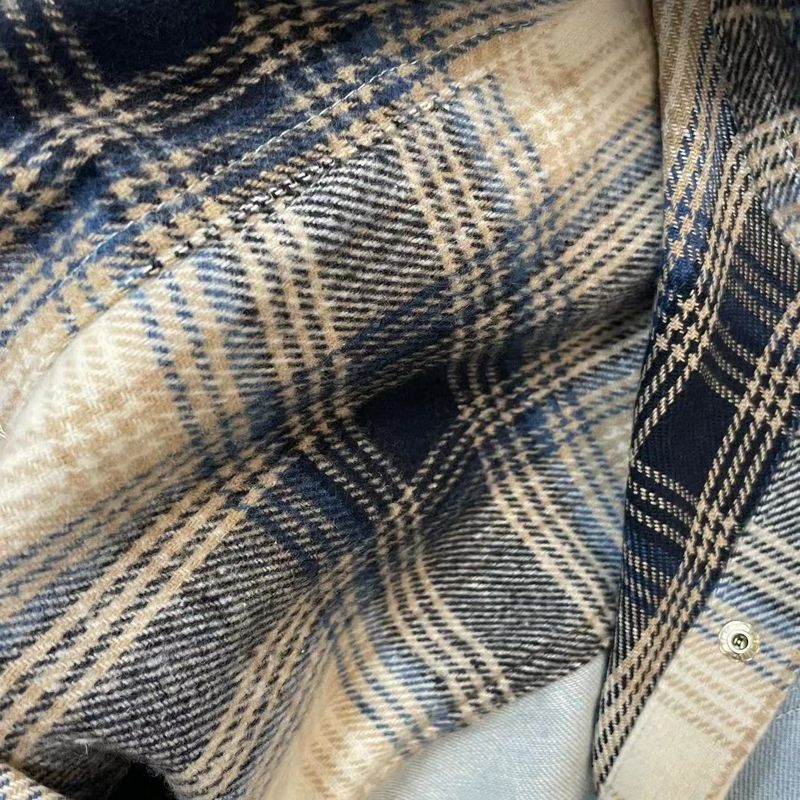 Cappotto patchwork scozzese casual da donna con risvolto e tasca_voghion.com