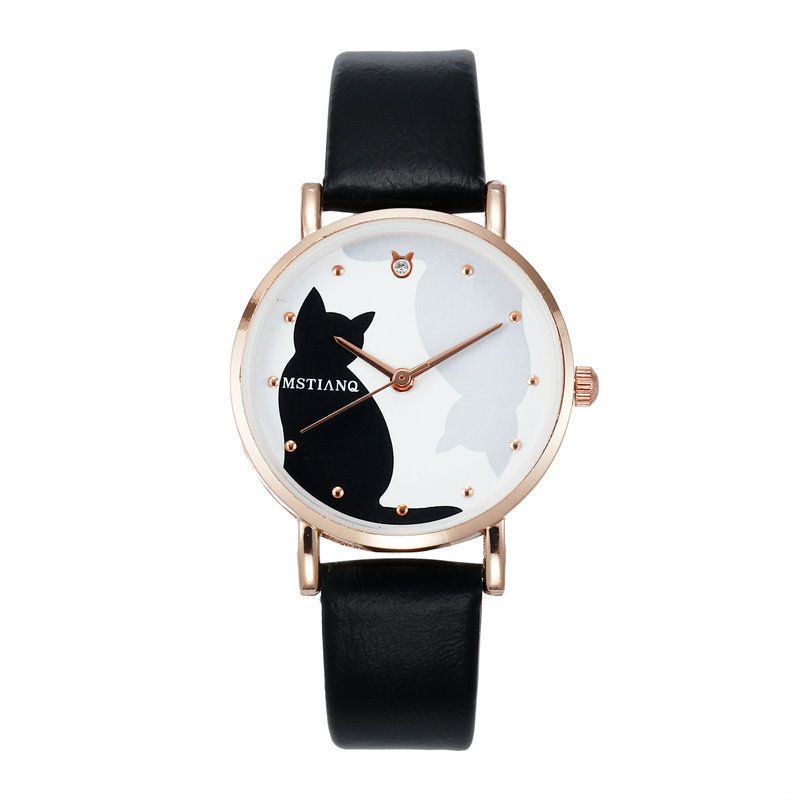 New Women's Versatile Daily Black Business Belt Small Round Watch Stud Earrings 13pcs/set Set_voghion.com