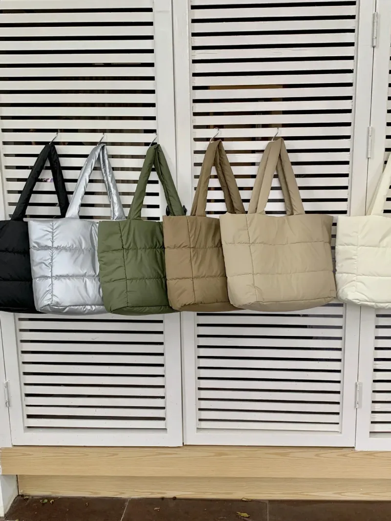 Borsa a tracolla imbottita in cotone morbido, portatile, monospalla, alla moda, per autunno e inverno, 241214_voghion.com